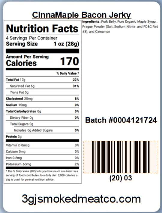 CinnaMaple Bacon Jerky