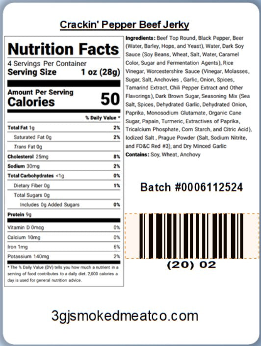 Crackin’ Pepper Smoked Beef Jerky