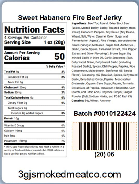 Sweet Habanero Fire Smoked Beef Jerky